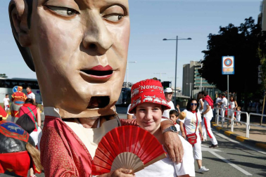 Fotos del recorrido de los gigantes y cabezudos de Pamplona del día 9 de julio de San Fermín 2019