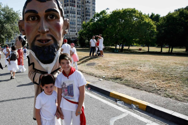 Fotos del recorrido de los gigantes y cabezudos de Pamplona del día 9 de julio de San Fermín 2019