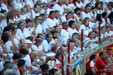 Público asistente a la Plaza de Toros de Pamplona durante la octava corrida de la Feria del Toro 2019 con la ganadería de Miura para los diestros Rafaelillo, Octavio Chacón y Juan Leal.
