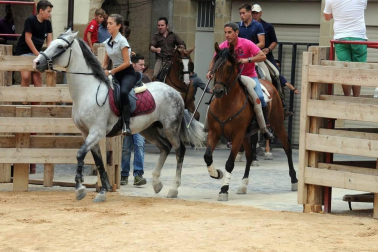 Larraga celebró el pasado fin de semana una nueva edición del Día de la Vaca Brava. Con reses de la ganadería de Víctor Navas, la cita congregó un año más a vecinos y visitantes que no quisieron perderse la trashumancia de toros y vacas, un acto que estuvo acompañado por 75 caballistas venidos de pueblos de Navarra, La Rioja y Zaragoza.