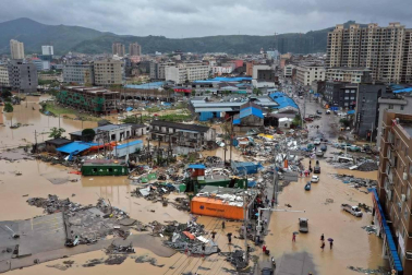 Imágenes del paso del tifón 'Lekima' por la provincia china de Zhejiang (este).