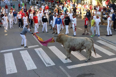 Los toros de la ganadería onubense Prieto de la Cal protagonizaron la segunda carrera, que duró más de 10 minutos y se saldó con dos heridos por asta.
