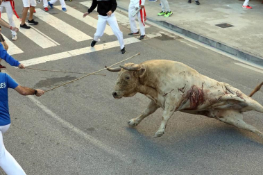 Los toros de la ganadería onubense Prieto de la Cal protagonizaron la segunda carrera, que duró más de 10 minutos y se saldó con dos heridos por asta.