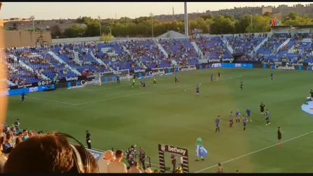 Calentamiento de Osasuna en Butarque