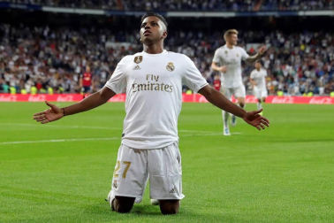 Encuentro de la Jornada 6 de LaLiga Santander 2019-2020 disputado en el estadio Santiago Bernabéu. Los locales vencieron con goles de Vinicius Jr. y Rodrygo.