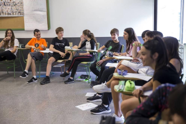 Alumnado del IESO Berriozar durante una jornada lectiva.