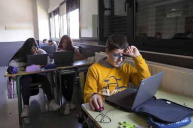 Alumnado del IESO Berriozar durante una jornada lectiva.