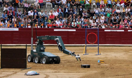 Todas las secciones en activo de la Guardia Civil en Navarra participaron este domingo en una exhibición en la plaza de toros de Estella, para conmemorar el 175 aniversario de su fundación.