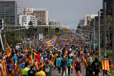 La cinco marchas independentistas colapsan las principales vías de Barcelona