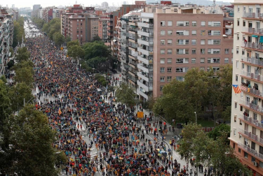 La cinco marchas independentistas colapsan las principales vías de Barcelona