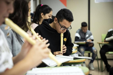 Alumnado del IES Barañáin durante una jornada lectiva.