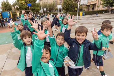 Alumnado del colegio La Anunciata de Tudela-FESD durante una jornada lectiva.