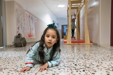 Alumnado del colegio La Anunciata de Tudela-FESD durante una jornada lectiva.