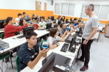 Alumnado del colegio La Anunciata de Tudela-FESD durante una jornada lectiva.