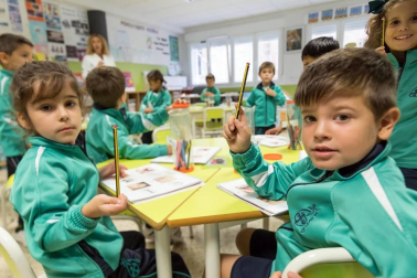 Alumnado del colegio La Anunciata de Tudela-FESD durante una jornada lectiva.