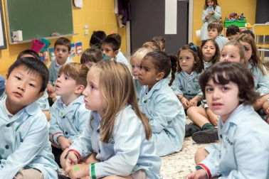 Alumnado del colegio La Anunciata de Tudela-FESD durante una jornada lectiva.