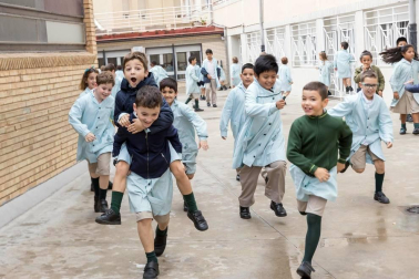 Alumnado del colegio La Anunciata de Tudela-FESD durante una jornada lectiva.