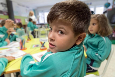 Alumnado del colegio La Anunciata de Tudela-FESD durante una jornada lectiva.
