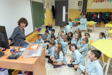 Alumnado del colegio La Anunciata de Tudela-FESD durante una jornada lectiva.