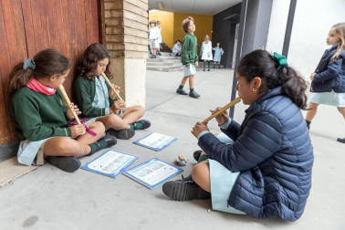 Alumnado del colegio La Anunciata de Tudela-FESD durante una jornada lectiva.