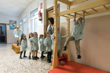 Alumnado del colegio La Anunciata de Tudela-FESD durante una jornada lectiva.
