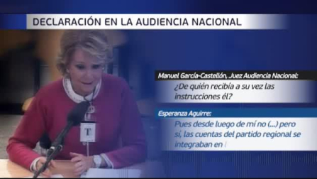 Aguirre se desmarcó de la presunta financiación ilegal del PP en la Audiencia Nacional