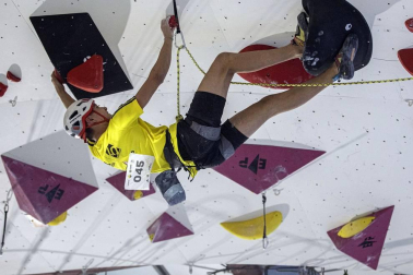 Pruebas de la competición disputadas este sábado en el Rocódromo de Berrioplano, que acogió las finales en la penúltima jornada de los Nacionales.