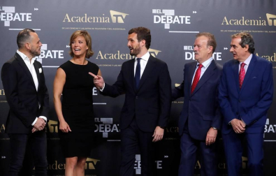 Pedro Sánchez (PSOE), Pablo Casado (PP), Pablo Iglesias (Unidas Podemos), Alberti Rivera (Ciudadanos) y Santiago Abascal (VOX) protagonizaron el único debate entre los candidatos en la campaña electoral de las elecciones generales que se celebran el 10 de noviembre de 2019.