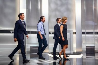 Pedro Sánchez (PSOE), Pablo Casado (PP), Pablo Iglesias (Unidas Podemos), Alberti Rivera (Ciudadanos) y Santiago Abascal (VOX) protagonizaron el único debate entre los candidatos en la campaña electoral de las elecciones generales que se celebran el 10 de noviembre de 2019.
