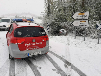 La nieve ha vuelto a Navarra en las últimas horas. La cota subirá en las próximas horas hasta los 1.200/1.000 metros.
