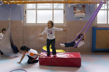 Alumnado del colegio Calasanz Escolapios de Pamplona durante una jornada lectiva.
