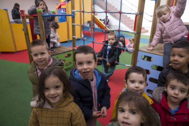 Alumnado del colegio Calasanz Escolapios de Pamplona durante una jornada lectiva.