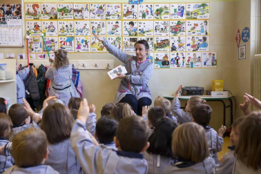 Alumnado del colegio Calasanz Escolapios de Pamplona durante una jornada lectiva.