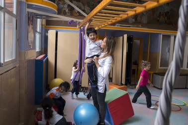 Alumnado del colegio Calasanz Escolapios de Pamplona durante una jornada lectiva.