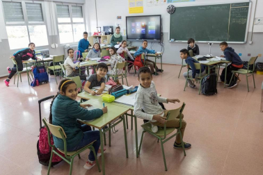 Alumnado del CP Juan de Palafox de Fitero durante una jornada lectiva.