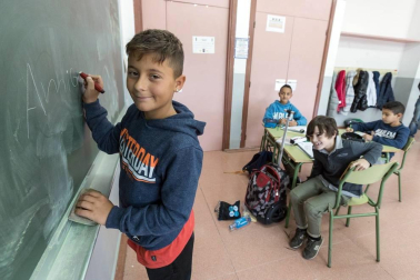 Alumnado del CP Juan de Palafox de Fitero durante una jornada lectiva.
