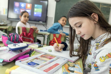 Alumnado del CP Juan de Palafox de Fitero durante una jornada lectiva.