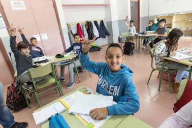 Alumnado del CP Juan de Palafox de Fitero durante una jornada lectiva.