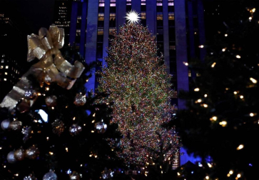 Fotos del encendido del árbol del Rockefeller Center, en Nueva York