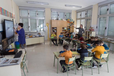 Alumnado del Colegio Público Juan de Jerusalén de Cabanillas durante una jornada lectiva.