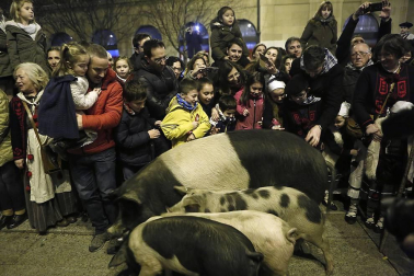 Paso de la tradicional comitiva del carbonero por las calles de la capital navarra dando inicio a las Navidades 2019