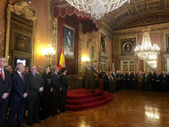 Felipe VI, acompañado por la reina Letizia, ha presidido la ceremonia de la Pascua Militar en el Palacio Real, a la que han asistido el presidente del Gobierno en funciones, Pedro Sánchez,