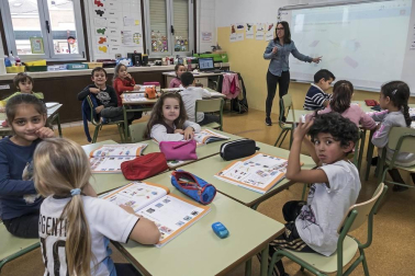 Alumnado del CPRicardo Campano de Viana durante una jornada lectiva