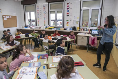 Alumnado del CPRicardo Campano de Viana durante una jornada lectiva