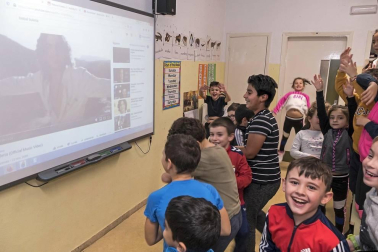Alumnado del CPRicardo Campano de Viana durante una jornada lectiva