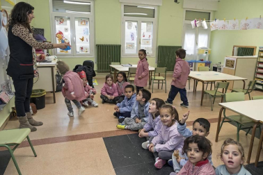 Alumnado del CPRicardo Campano de Viana durante una jornada lectiva