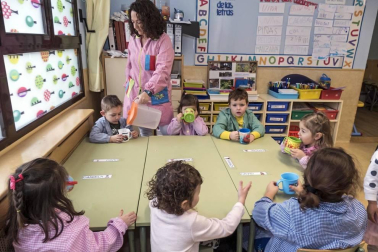 Alumnado del CPRicardo Campano de Viana durante una jornada lectiva
