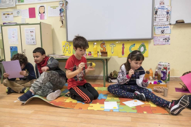 Alumnado del CPRicardo Campano de Viana durante una jornada lectiva