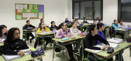 Alumnos del IESO Pero de Atarrabia durante una jornada lectiva.