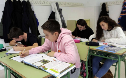 Alumnos del IESO Pero de Atarrabia durante una jornada lectiva.